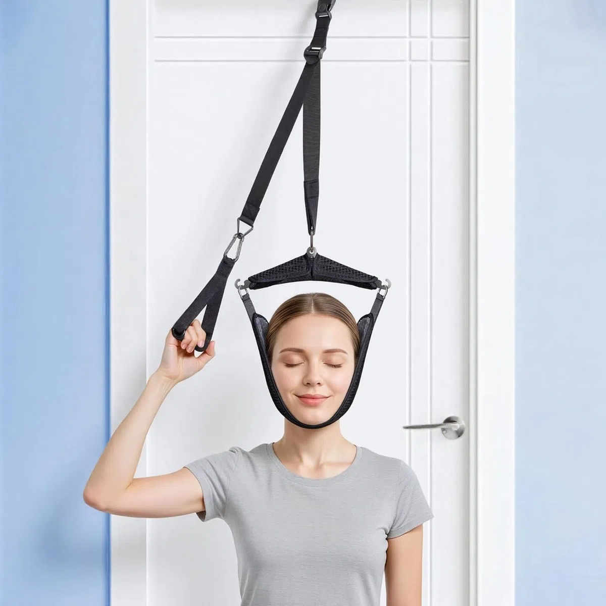 Neck Stretcher Cervical, Élargisseur de Cou et de Colonne Vertébrale, Dispositif de Traction Cervicale pour la Maison, Entraîneur de Cou Respirant pour Soulager Les Douleurs Cervicales