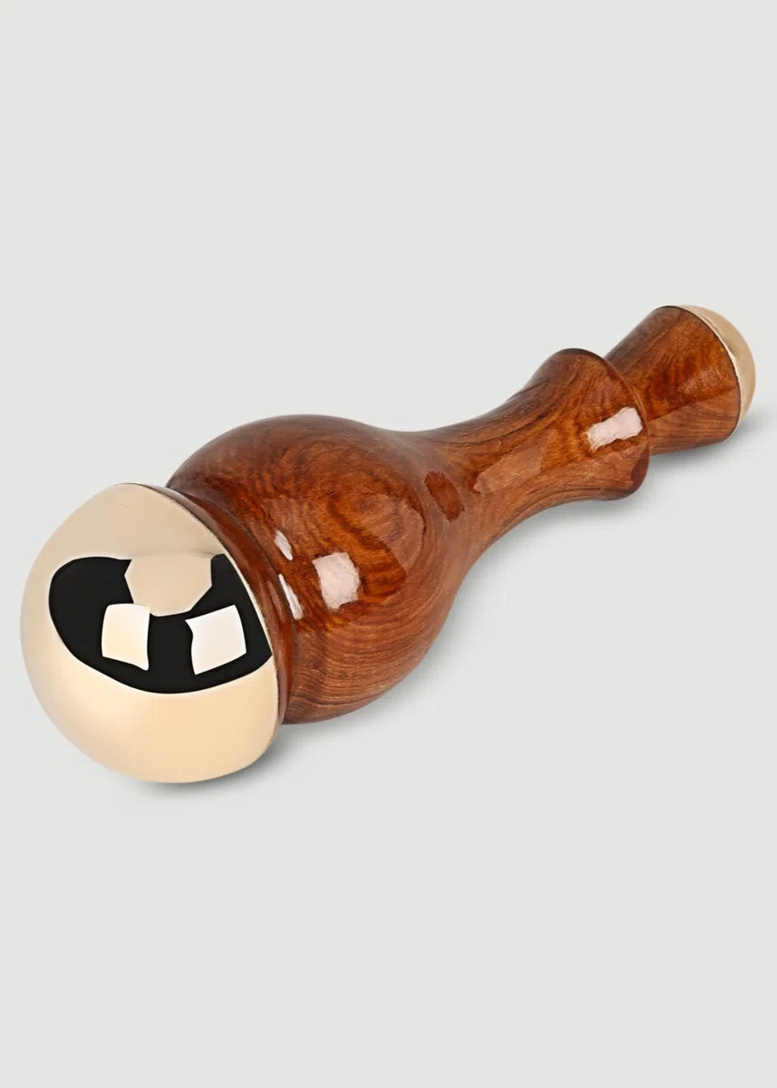 Masseur Detox Bronze Kansa Wand Body and Foot Acupoint | Design unique – Masseur 2 en 1 avec deux tailles différentes de tasses Kansa Poignée en bois de teck
