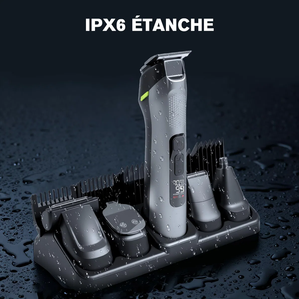 Carehabi Tondeuse Cheveux et Barbe 5 en 1 pour Hommes - Tondeuse Nasale Sans Fil, Multifonction pour Visage, Tête et Corps, Étanche IPX7, Kit de Grooming Homme (Cadeau pour Hommes)