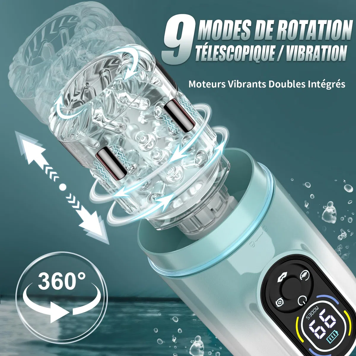 Masturbateurs Masculins Sex Toys Automatiques avec IA APP, Masturbâteur Homme Mains Libres avec 9 Modes Télescopiques & Rotation & Succion et Vibration, Vaginette Ultra Réaliste Masturbateur Homme