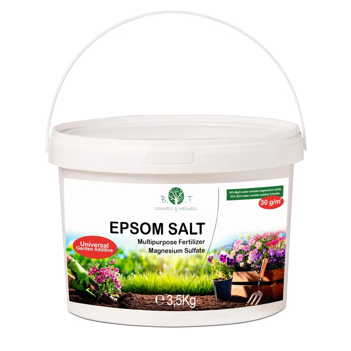 Sels d'Epsom (Sulfate de Magnésium) Hautement Solubles dans l'eau. Universel. 100% Naturel. Riche en Magnésium, Phosphore, Calcium et Fer. Intérieur et Extérieur - 1000 g