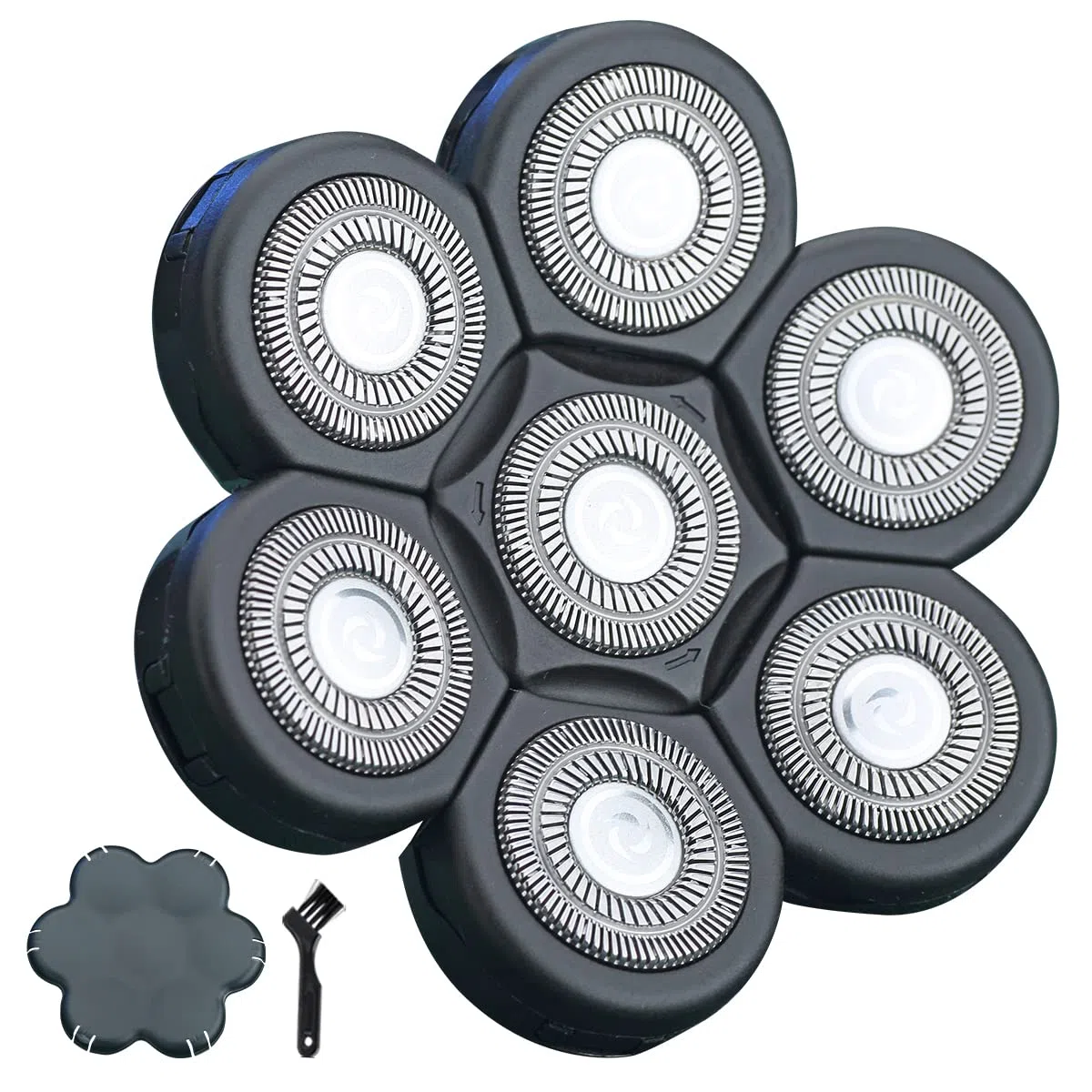 Lot de 7 Têtes de Rechange pour Rasoir Électrique 7D pour Homme - Lames Flottantes Tranchantes pour Rasoir Rotatif (Noir)