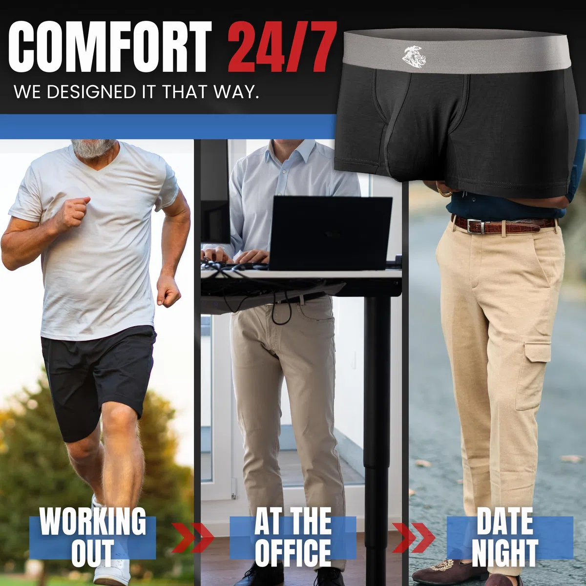 RM Real Men Men's Real Men Boxershorts Modal Pouch D 3er Pack Boxer Briefs (Pack of 3)