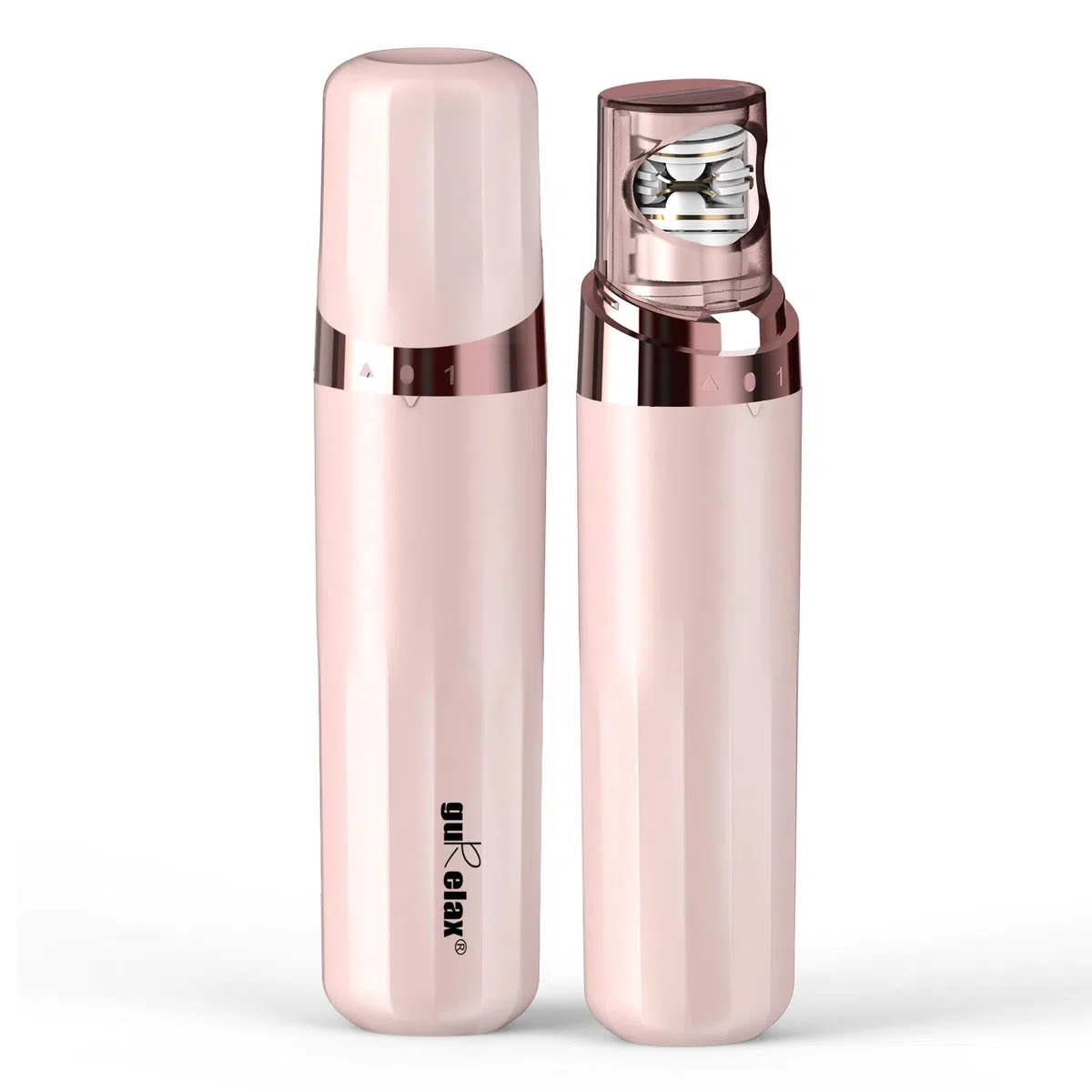 Gurelax Épilateur facial pour femme, alimenté par piles, lumière LED, épilation du visage pour femme, tête plaquée or 18 carats, pour tous les âges