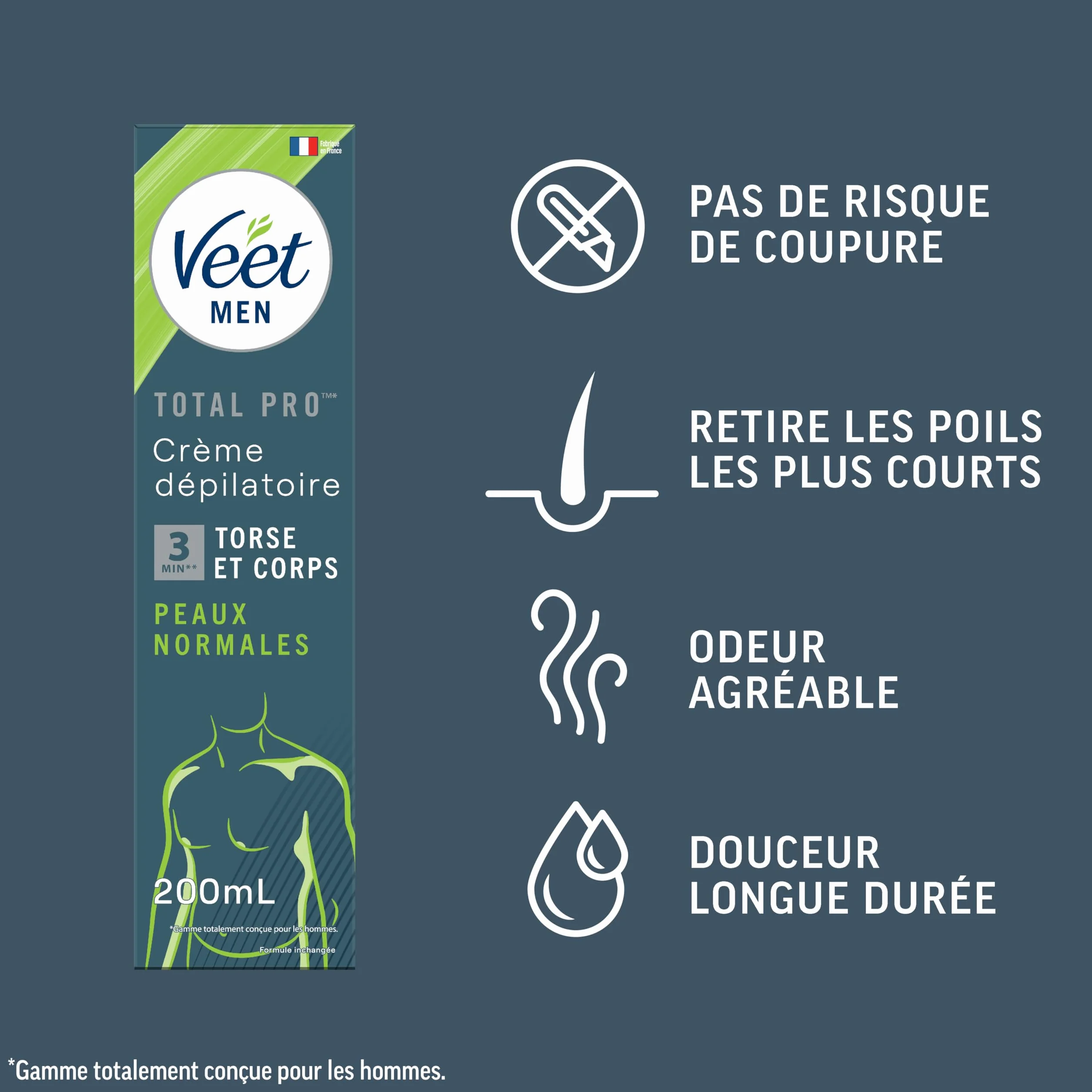 Veet Crème Dépilatoire Homme Peaux Normales - Lot de 3