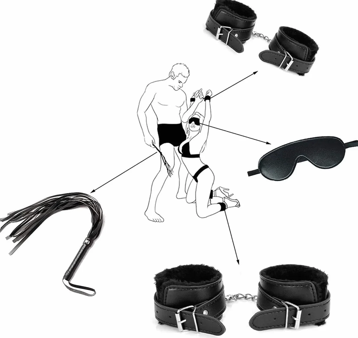 Kits de Bondage SM Sex Restraints Erotique 27 Pièces Fetish Cuir Sex Toys SM Crazy Game avec Menottes et Plug Anal Grossier Parfait Sex Toys Érotiques pour Couples