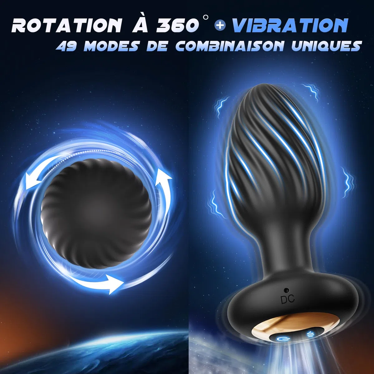 Plug Anal Gode Homme Pour Anus, Plug Femme Débutante Sex Toys avec 7 Modes de Rotation et 7 Modes de Vibration, Plug Anale,Prostate Homme Jouet Sexualité Couple, Plugs Anals Sex Toýs Perles Anales