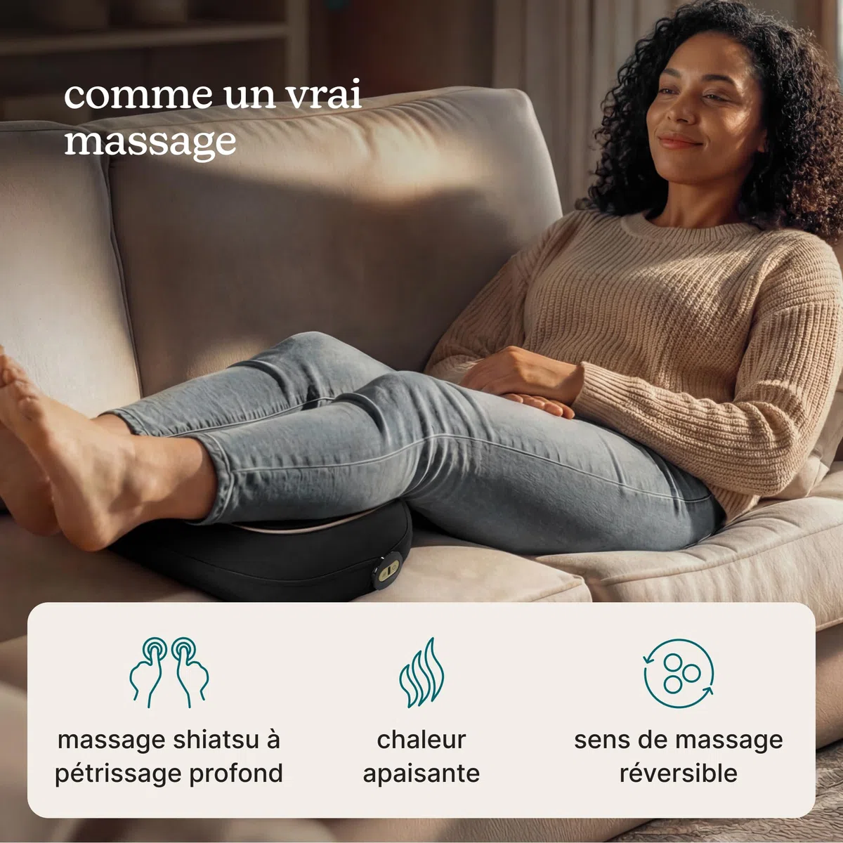 Homedics ModMassage Coussin Shiatsu, Cou, Dos & Épaules, USB-C, 2 Têtes | Coussin De Massage Shiatsu Corps Entier, Appareil De Massage Dos Nuque Pieds, 2 Têtes Interchangeables, Chaud & Froid, USB-C