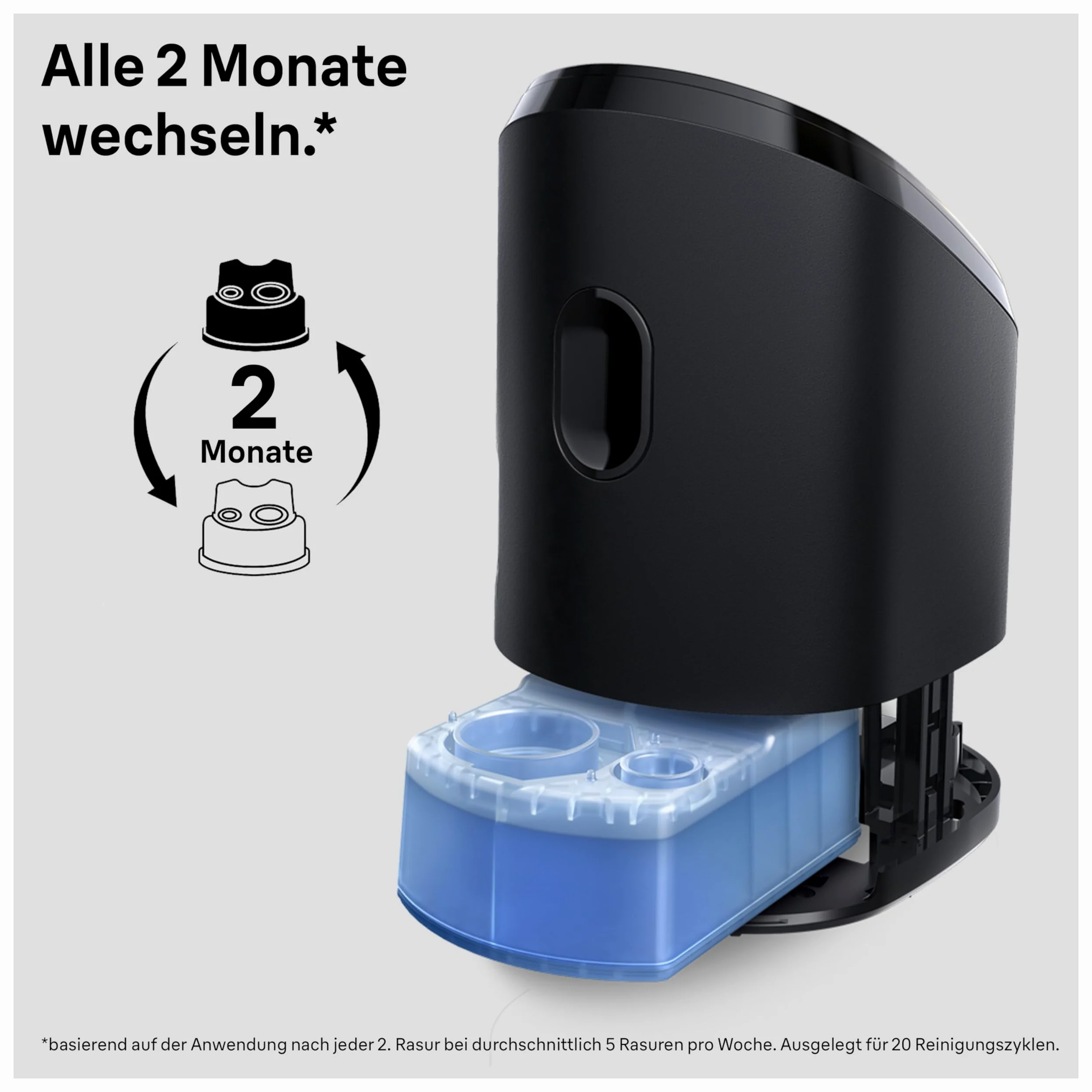 Braun ShaverCare Lot de 12 cartouches de nettoyage 3 en 1 pour station de nettoyage, nettoie le rasoir 10 fois mieux que l'eau, cartouche d'origine, nettoyage hygiénique, élimine les poils et les