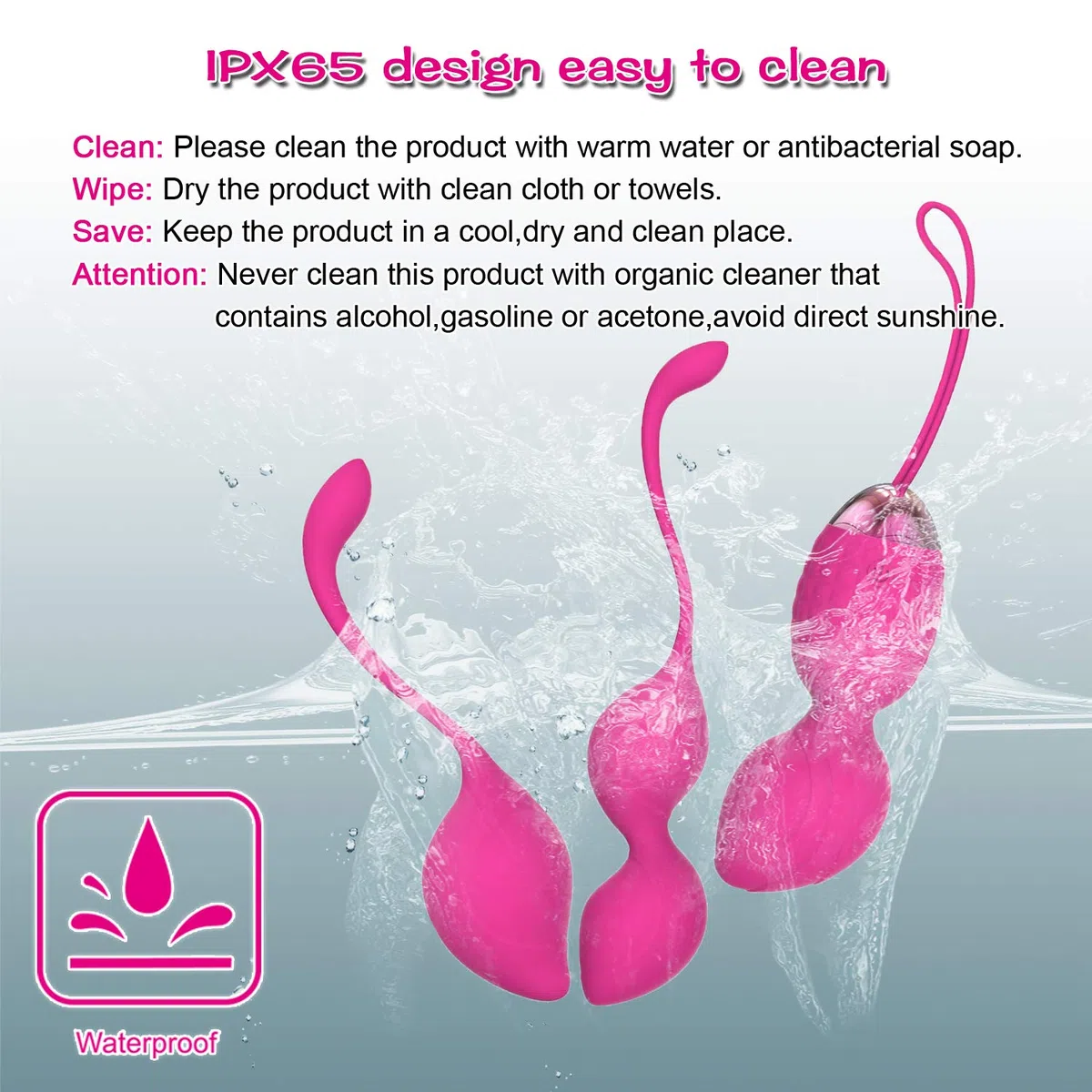 Boules de Geisha - 3 Kegel Balls en Silicone Médicale pour Exercices de Plancher Pelvien Ensemble - D'Entraînement Pour Renforcer & Tonifier Les Muscles Pelviens (Rose)