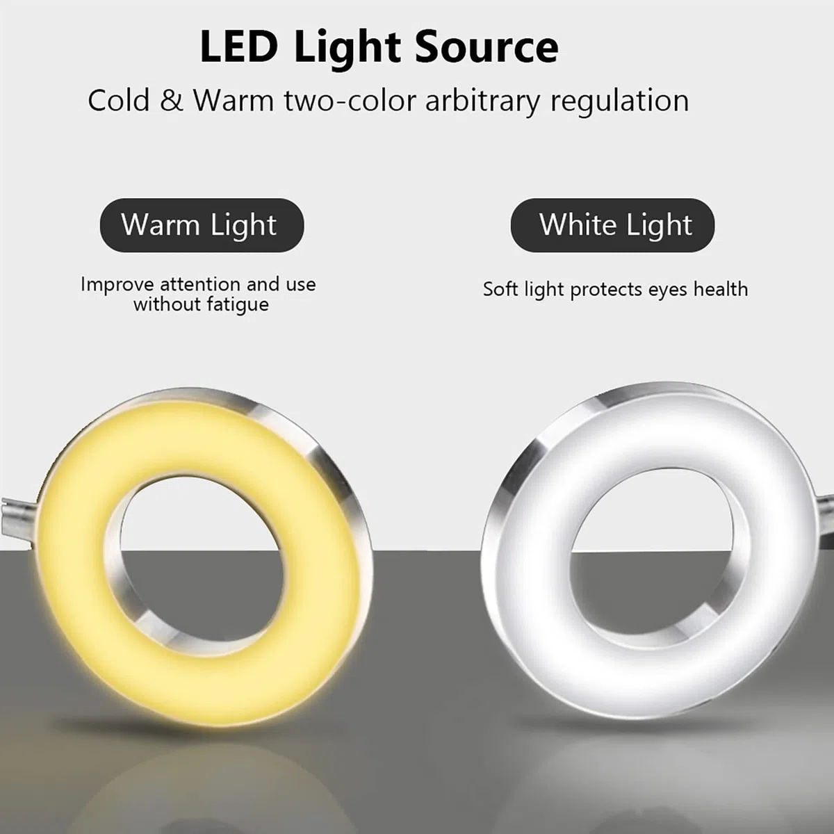 Lampe LED USB pour tatouage de maquillage, lampe de table de beauté avec pince pour microblading, sourcils, manucure et extension de cils, lumière froide et chaude