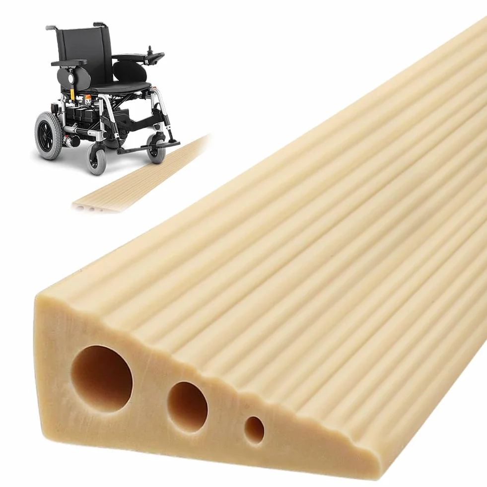 Rampe de seuil 2,5x6,5x100cm, Rail de transition auto-adhésif, Rampe en caoutchouc antidérapante pour fauteuil roulant, poussette, déambulateur, trottinette, ouvertures de porte ou salle de bain