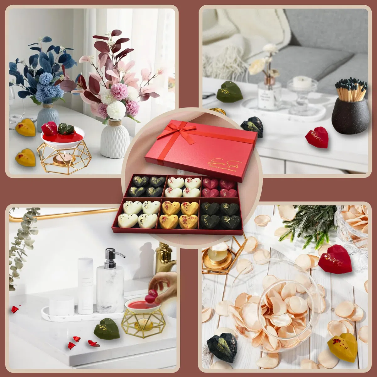 Bougie Fondants Parfumé pour Brûleur à Bougie Chauffe Plat - Idée Coffret Cadeau pour Femme - Un Bon Parfum d'interieur - Cadeau Noel - Saint Valentin - Fete des Meres - maitresse - Grand Mere