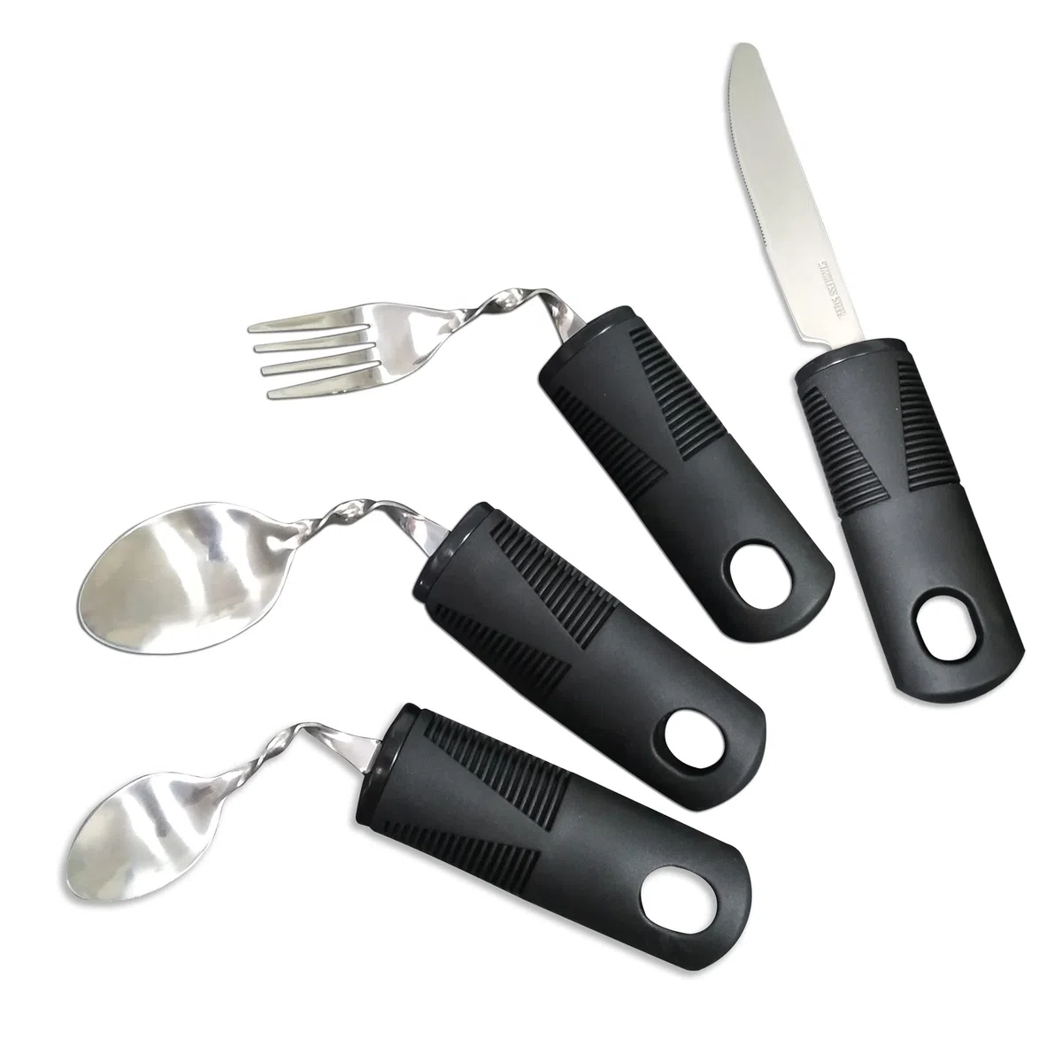 Ensemble de couverts pliables avec poignées extra larges et en main Aide à la salle à manger idéale pour les personnes âgées souffrant d'arthrite, de maladie de Parkinson et de tremblements