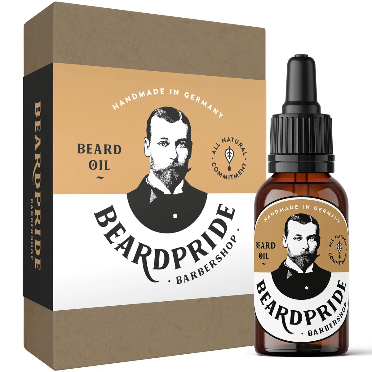 BEARDPRIDE Huile à barbe pour hommes - Barbershop Oil - L'huile à barbe originale du barbier - Notre huile à barbe rend la barbe douce - Huiles 100% naturelles - huile à barbe pour hommes