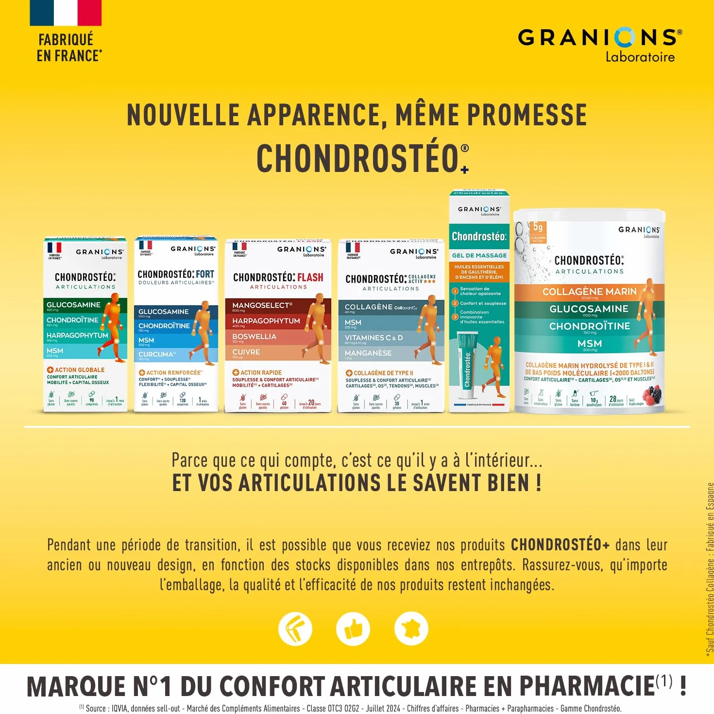 GRANIONS| Chondrostéo+ FORT Articulations | Formule Renforcée| Mobilité & Souplesse Articulaire, Flexibilité, Capital Osseux | Glucosamine, Chondroïtine, MSM, Harpagophytum | 160 comprimés