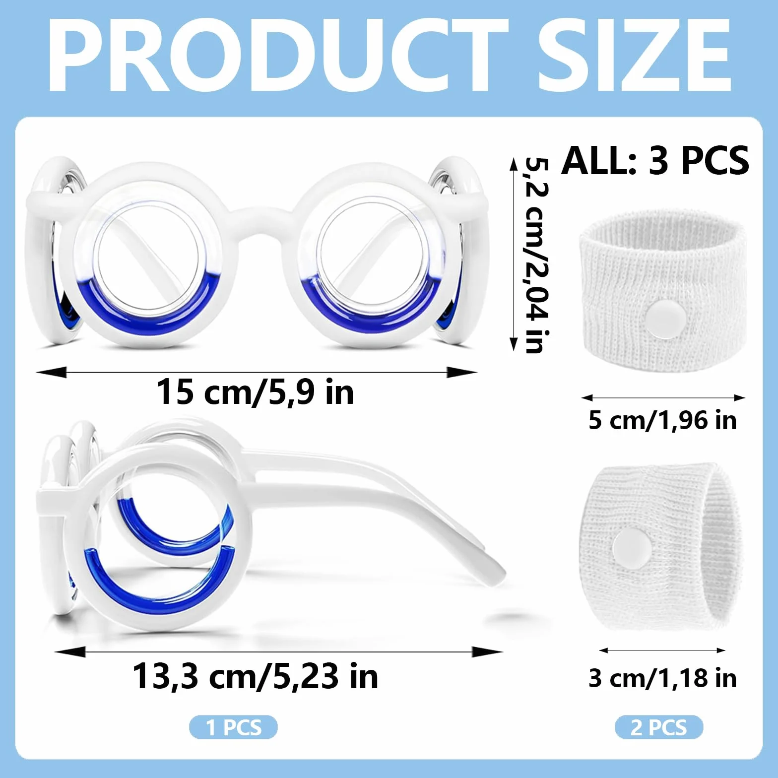 Lankai Set de Lunettes Anti-Nausées et Anti-Mal Des Transports - 3 Pièces Portables Avec Bracelet D'acupression Confortable Pour Le Mal De Mer