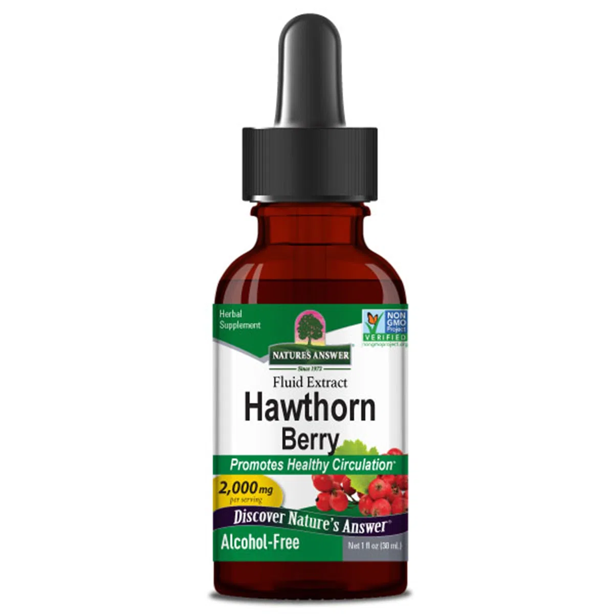 Nature's Answer, Hawthorn Extract (Extrait d'Aubépine), Sans Alcool, Gouttes végétaliennes, 30ml, Sans Gluten, Sans Soja, Végétarien, Sans OGM