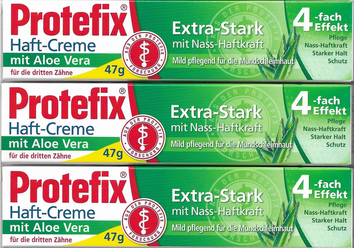Protefix Extra Strong Denture Fixing Cream Aloe Vera 3x 47g