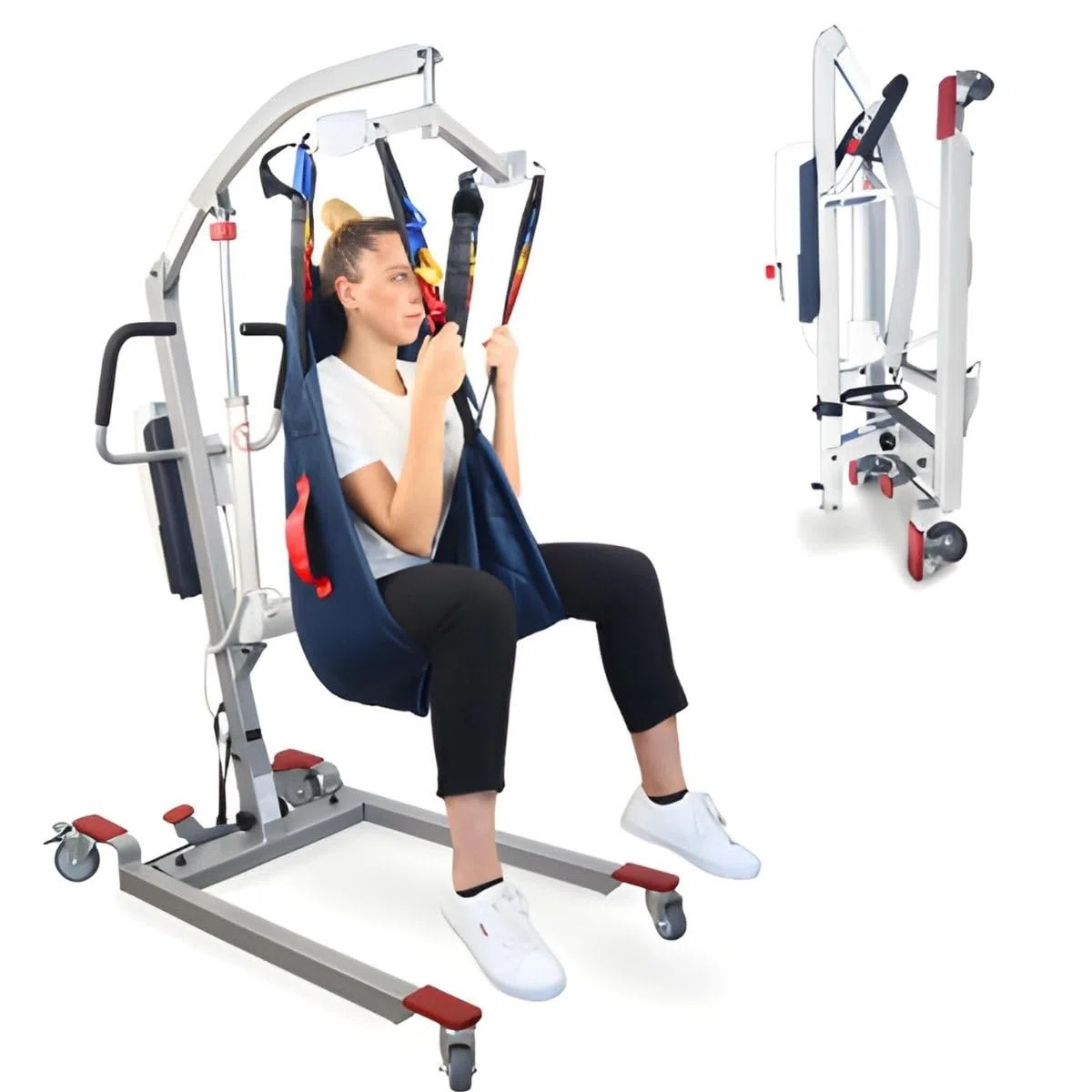 Mobiclinic®, Lève-Personne Électrique pour Personnes Âgées, Pliable, Jusqu'à 180 kg, Structure Pré-assemblée, Harnais de Transfert Inclus, Largeur Réglable, Roues avec Freins, Acier, Fortuna