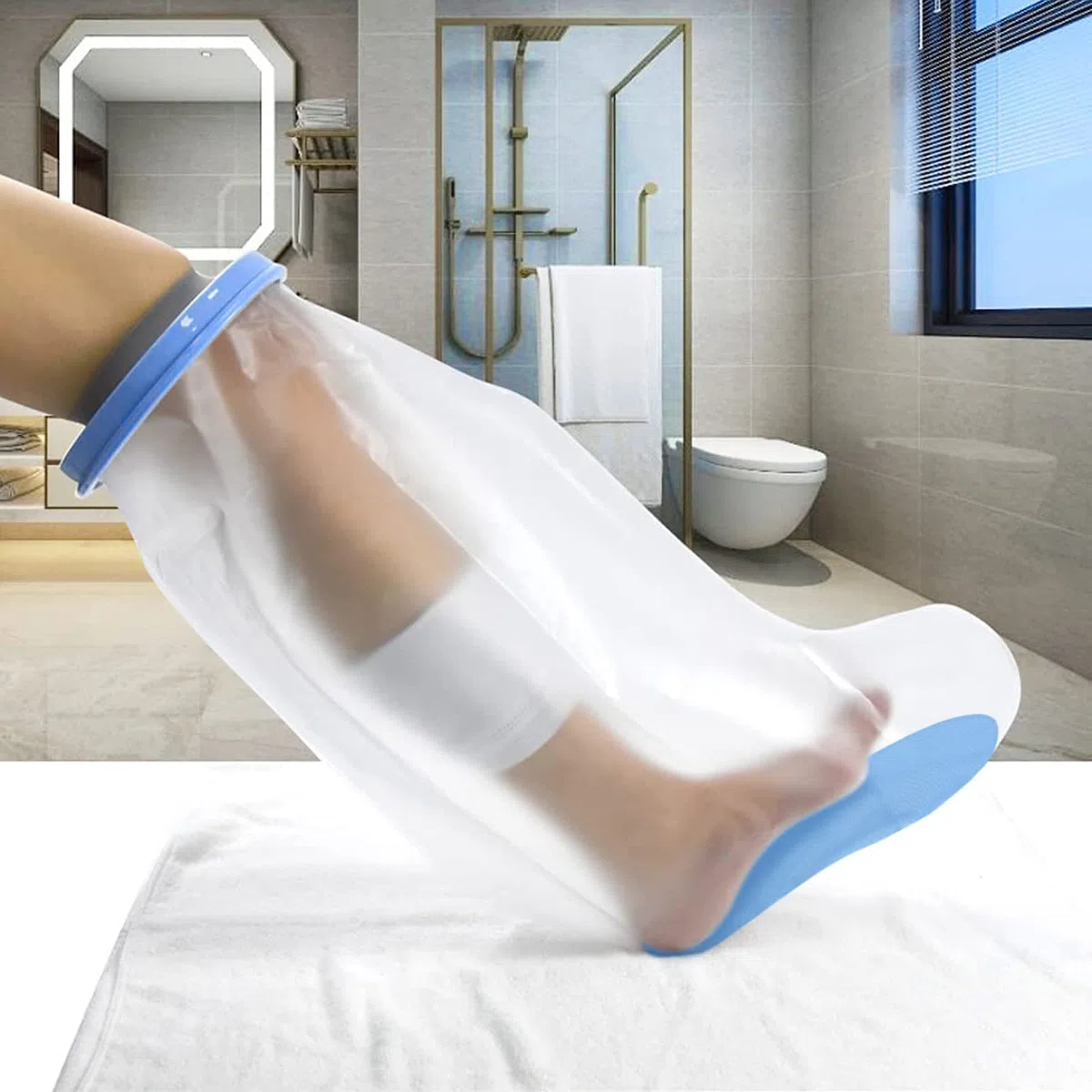 SUPERNIGHT Housse imperméable pour plâtre de jambe, protection étanche pour plaies de jambes et de pieds, design 100% antidérapant