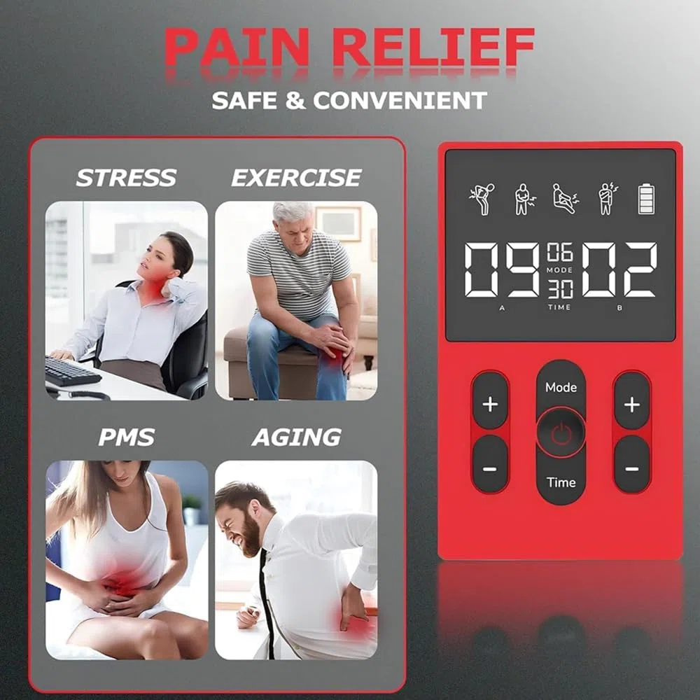 Électrostimulateur Musculaire 3en1, TENS/EMS/Massage, Electrostimulateur Musculaire de Canaux Double pour le soulagement de la douleur, 12programmes de Massage + 36 Intensités + 16 électrodes