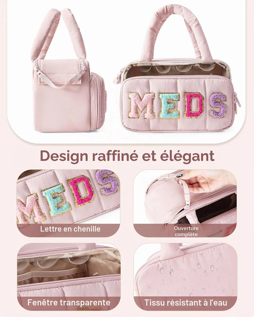 Fasrom Sac Infirmiere Liberales avec Lettre en Chenille | Trousse de Premiers Secours de Voyage pour Visite à Domicile en Portant Fournitures Médicales