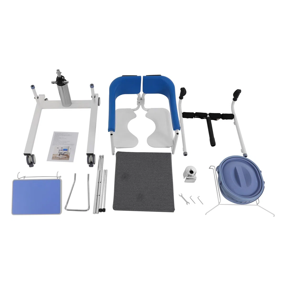 Chaise de transfert hydraulique pour patients avec une capacité de charge de 220 livres, système hydraulique réglable en hauteur et 4 roues TPE, freins inclus pour le soin des personnes en