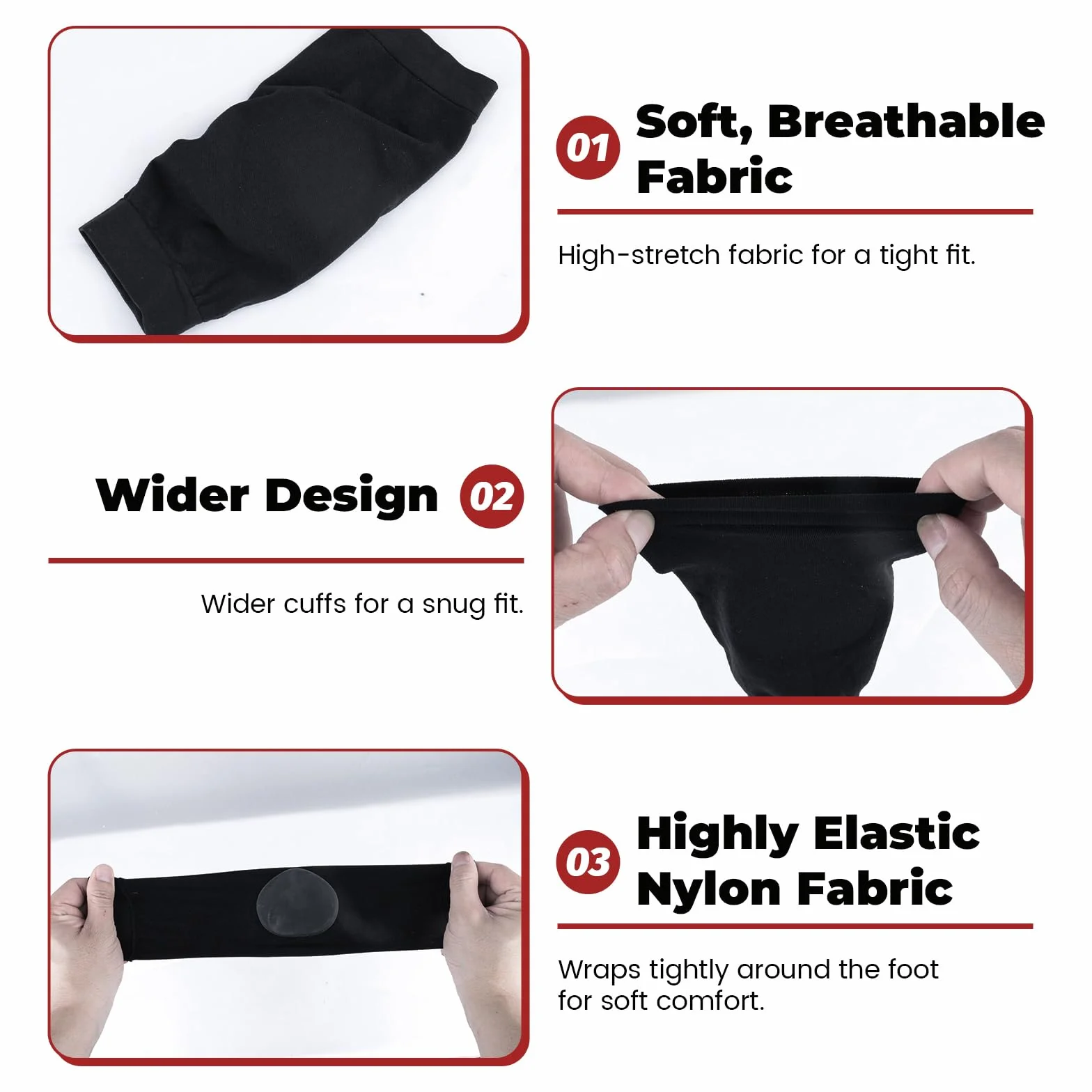 Lot de 2 paires de chaussettes de protection de la cheville avec coussinet en gel, chaussettes de skate malléolaires rembourrées pour patinage artistique (Cheville)
