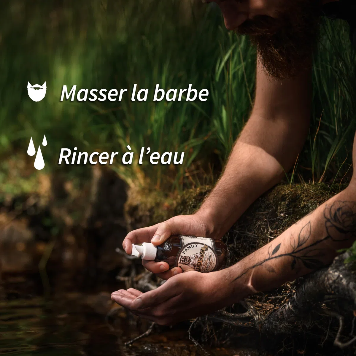 Mr Bear Family Shampoing barbe homme naturel 250ml - Boisé - plus d'hydratation pour une barbe plus fournie et plus saine - 2-en-1 savon à barbe et revitalisant pour barbe - Produit barbe hommes