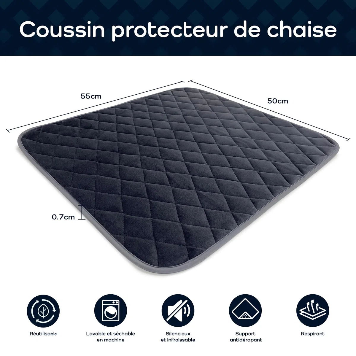 Protège siège imperméable | Protège siège Lavable de première qualité pour Les Adultes souffrant d'incontinence | Convient aux fauteuils roulants, Les canapés, Les chaises | Gris (1, Medium 50x55cm)