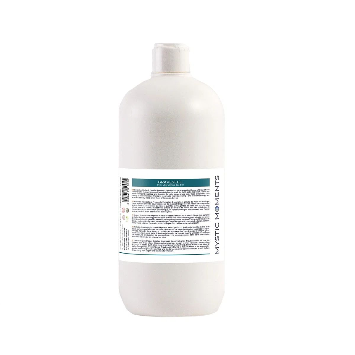 Mystic Moments Pépins De Raisin Huile De Base - 1 Litre - 100% Pur
