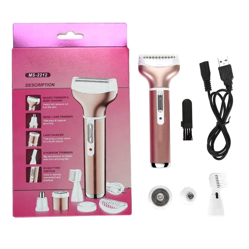 Rasoirs électriques pour Femmes, Rasoir électrique 4 en 1 pour Femmes, Tondeuse Bikini pour Femmes avec Têtes Rotatives pour Usage Facial et Nasal (Or Rose)