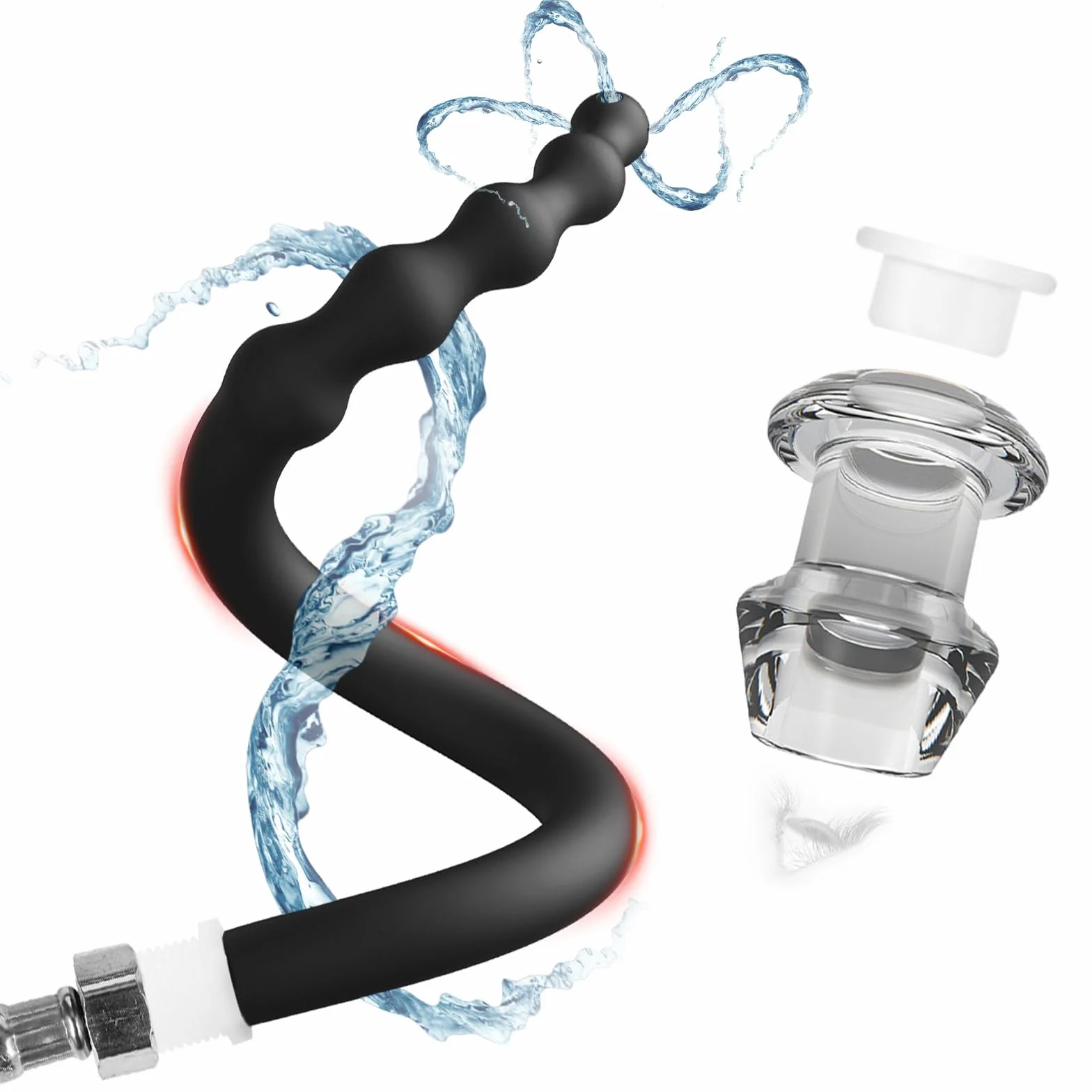 Douche Anale Homme & Femme avec Plug anal creux transparent, Flexible de Douche pour anal Réutilisable pour Gays et Lesbiennes