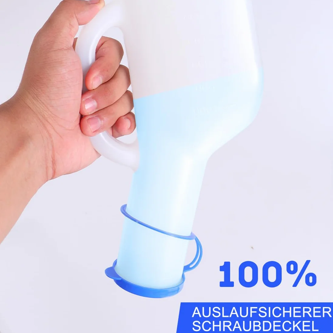 Urinoir portable pour homme - 1 l - En plastique - Avec support de lit - Récipient de collecte d'urine pour les déplacements et les urgences