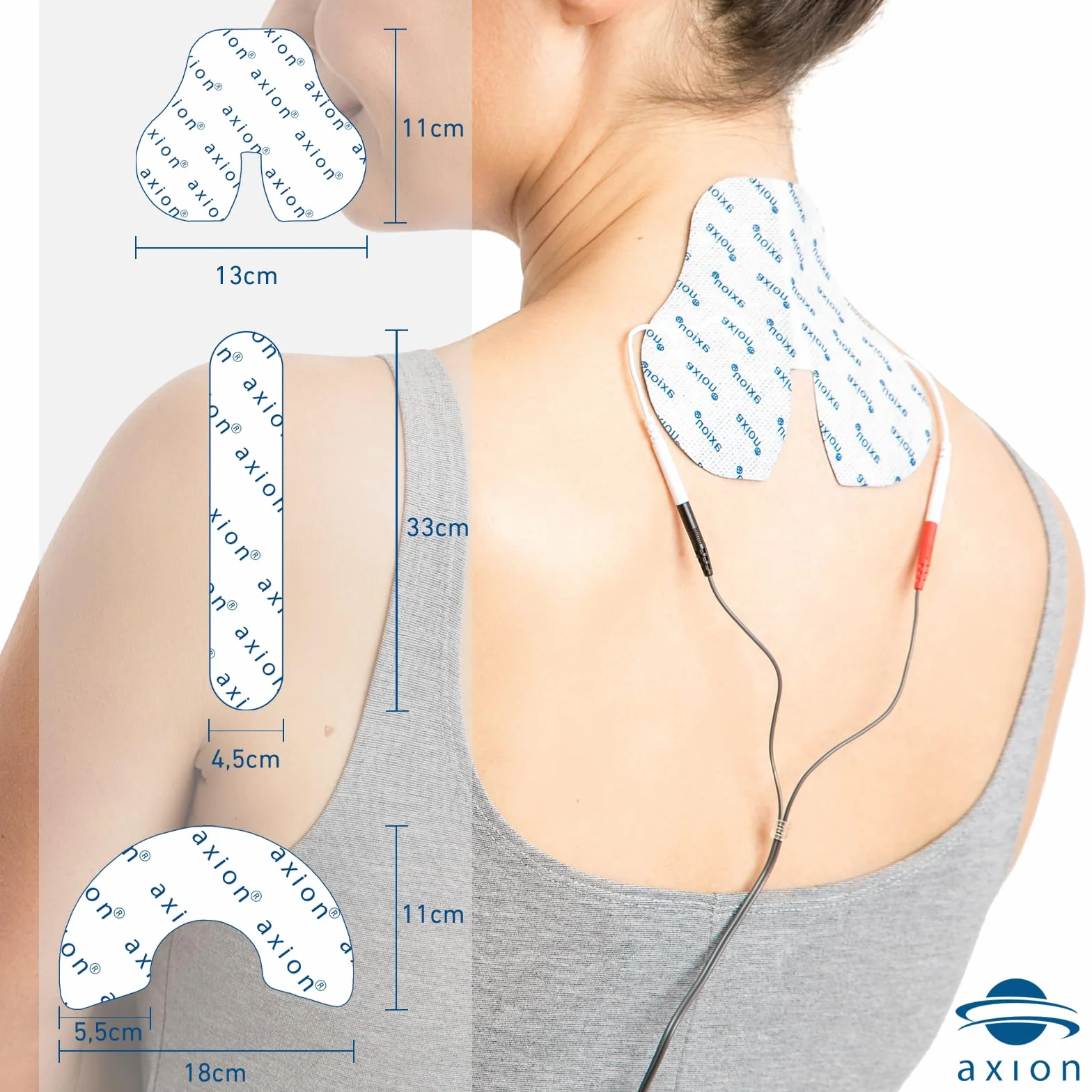 Set d'électrodes compatibles électrostimulateur TENS EMS | pads contre mal de dos | Soulage douleurs dorsales, nuque et épaules | patch avec connexion filaire de 2 mm | électrostimulation