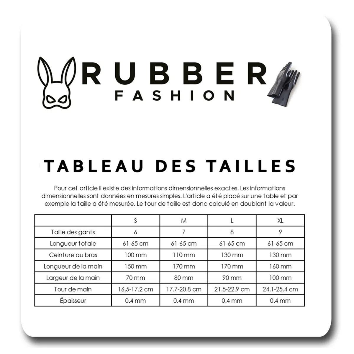 Rubberfashion Paire de gants sexy en latex pour pratiques sexuelles - femme et homme (unisexe) - long SECOND CHOIX - noir 0.4 Medium