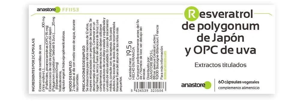 RESVÉRATROL & OPC DE RAISIN * 60 mg / 60 gélules * Titré à 95% en proanthocyanidines et à 50% en resvératrol * Antioxydants, Cardiovasculaire, Prostate