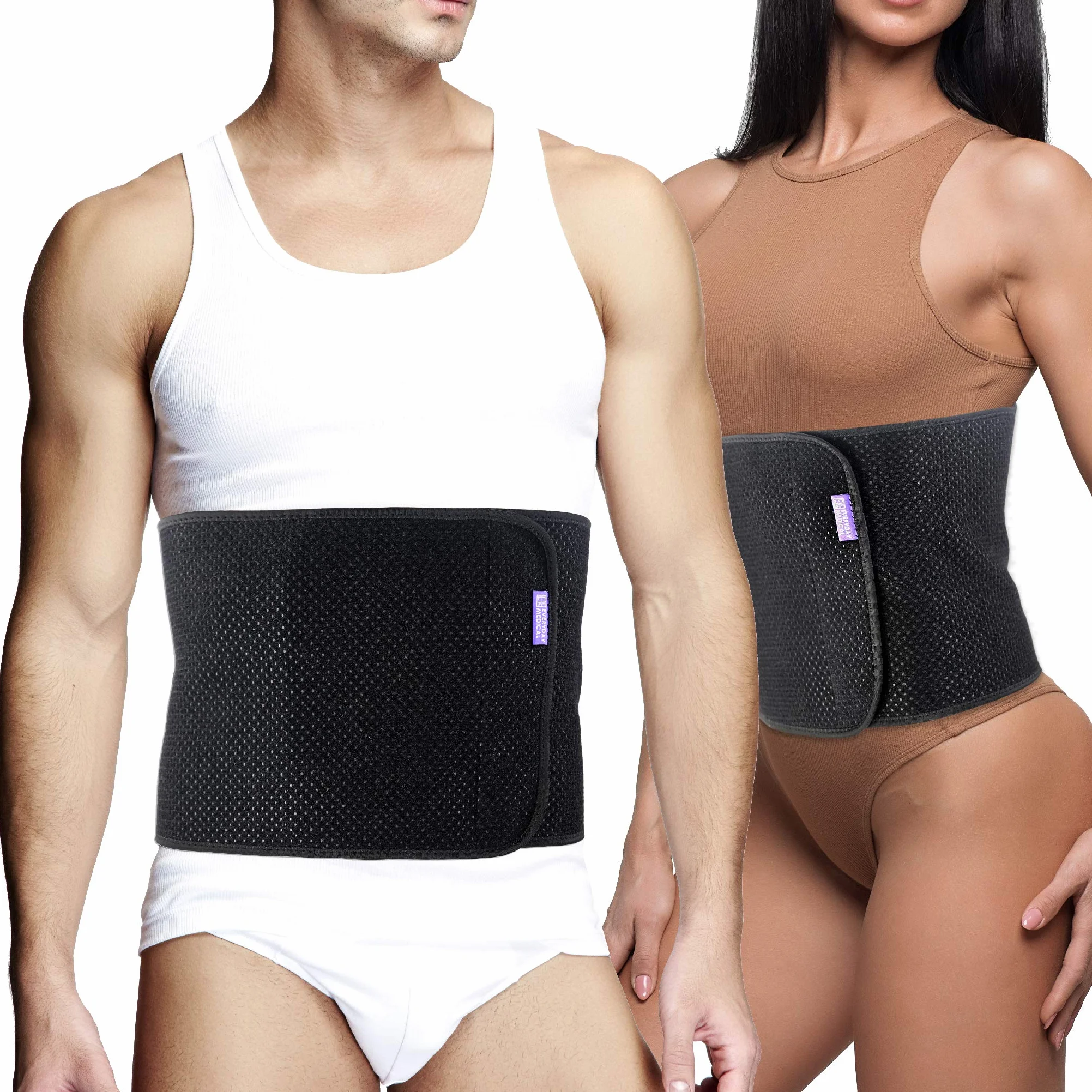 Everyday Medical Ceinture Abdominale Post-Opératoire I Ceinture Avec Charbon de Bambou qui Accélère la Guérison après Chirurgies Abdominales et Accouchement I Post Surgery Abdominal Binder I LARGE