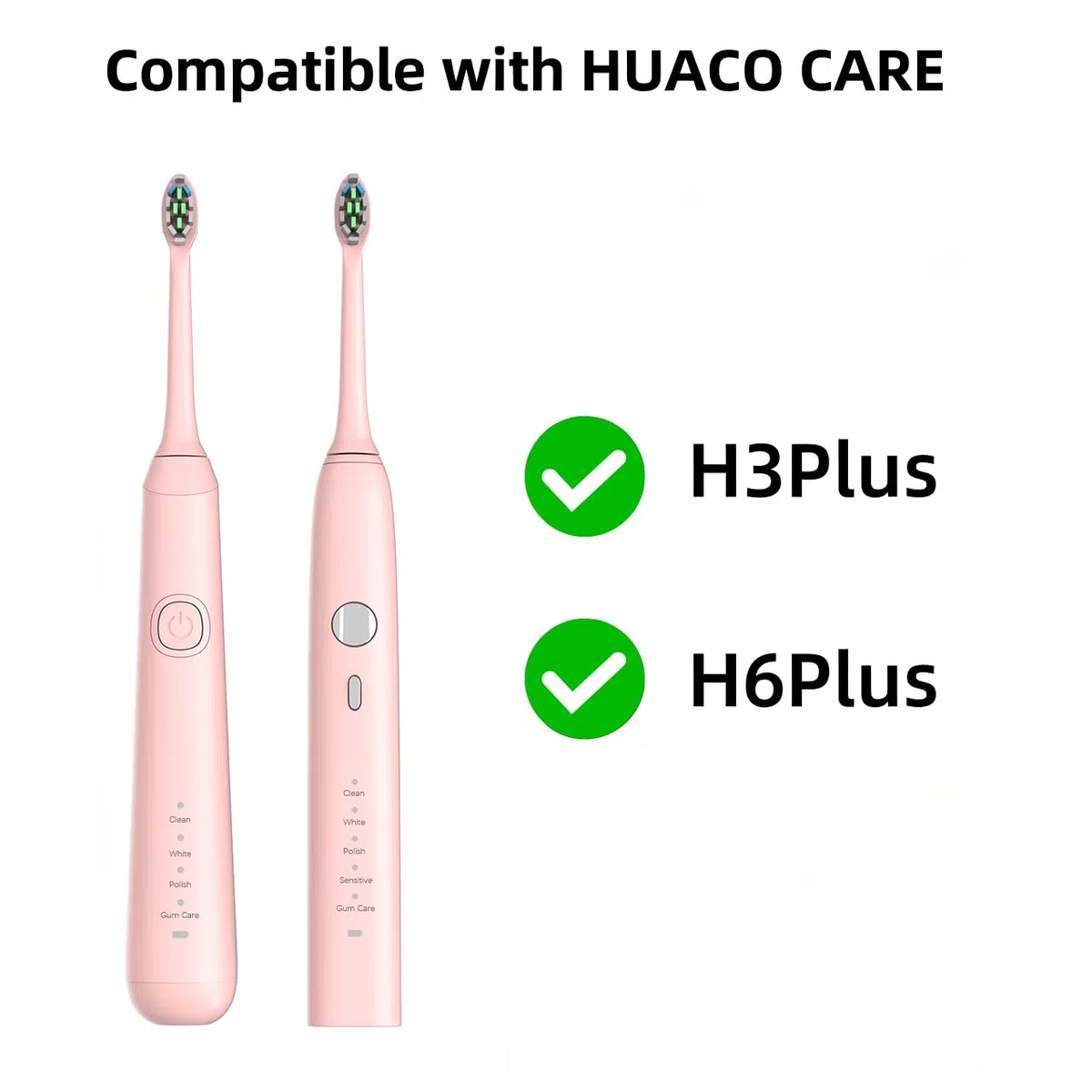 HUACO CARE Têtes de brosse à dents de rechange, 4 têtes de brosse à dents compatibles avec H6 Plus, poils Dupont, rose