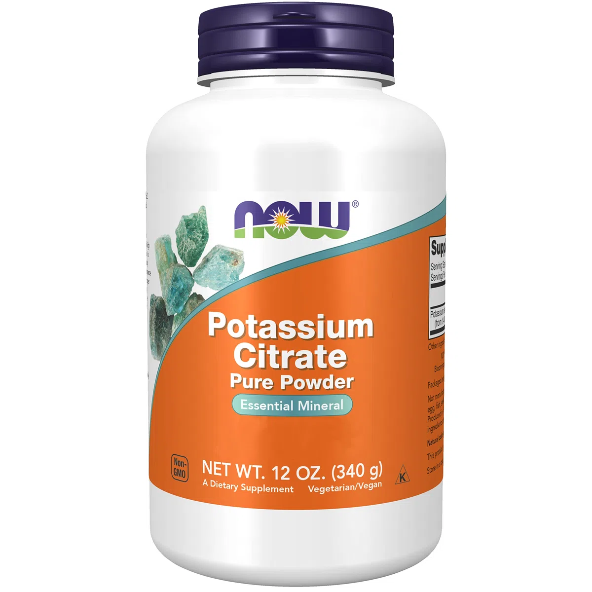 Now Foods, Potassium Citrate (Citrate de Potassium), 340g de Poudre végétalienne, Testé en Laboratoire, Minéraux, Potassium, Sans Gluten, Sans Soja, Végétarien