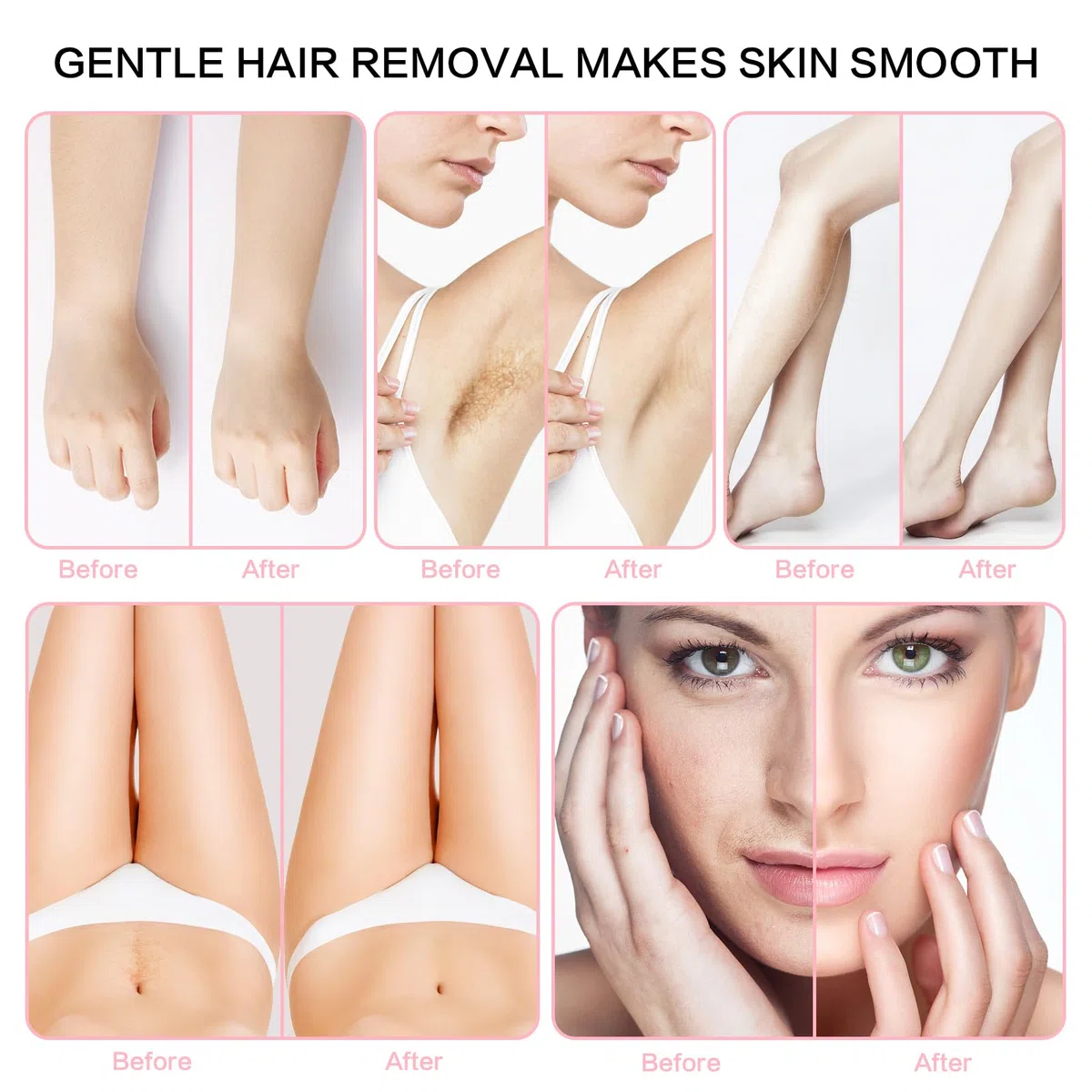 Chauffe-cire portable avec température réglable et 40 bâtons de cire - Épilation indolore pour homme et femme (rose - double pots)
