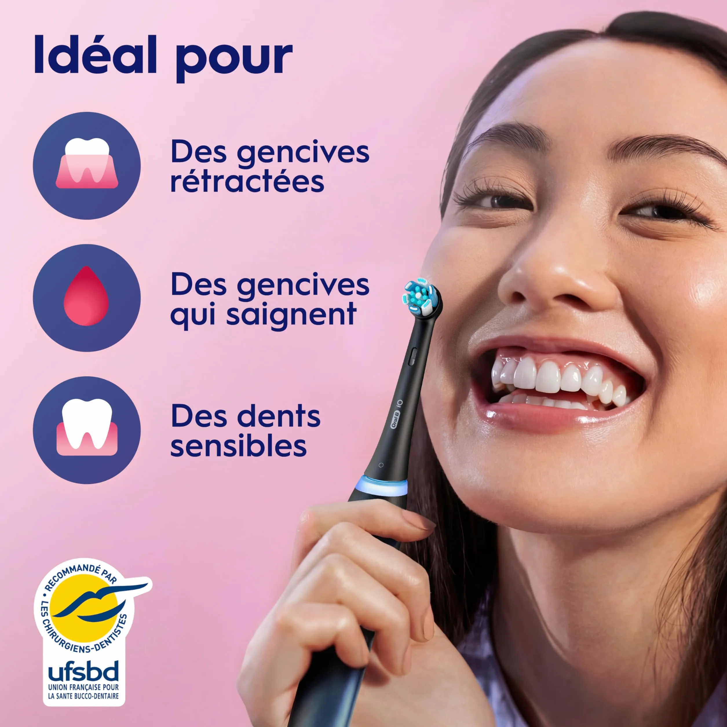 Oral-B iO 3 Brosse À Dents Électrique, Noir Mat, 1 Tête De Brosse, Batterie Longue Durée, Support De Tête De Brosse