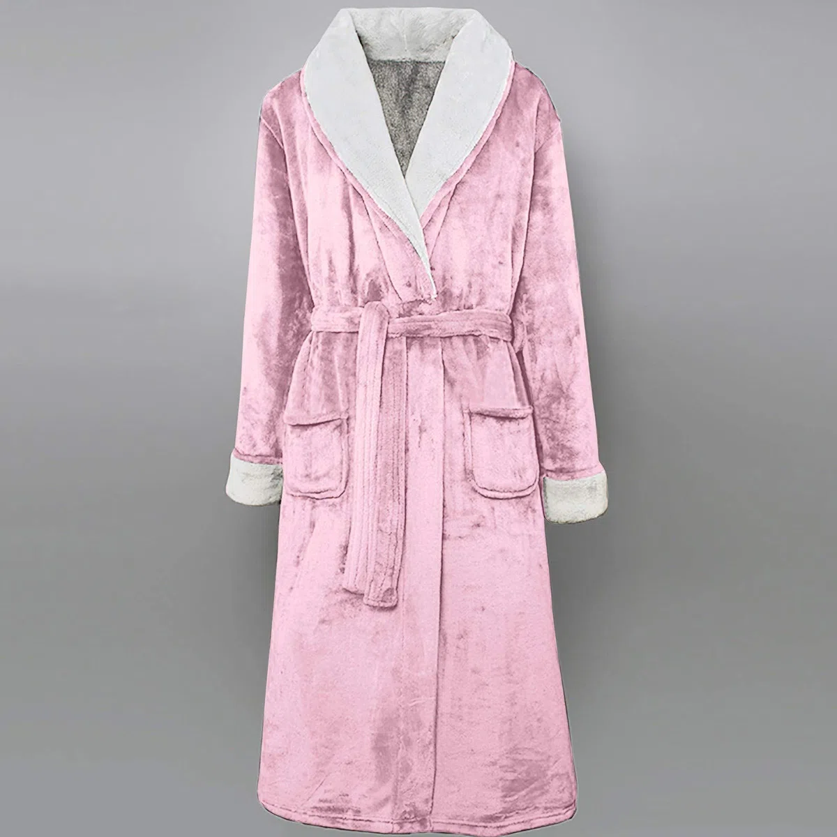 Peignoir De Bain Femme Polaire Corail éPaissie Long, Chemise De Nuit Grande Taille à Manches Longues, Robe De Chambre Capuche avec Poches, Doux Et Confort VêTements De Nuit Femme Automne Hiver