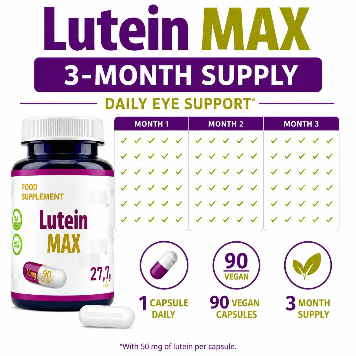 Hepatica Lutéine 50 mg avec Vitamine B2 | Extrait de Souci | 90 Gélules Véganes | Réserve 3 Mois | GMP & laboratoire indépendant
