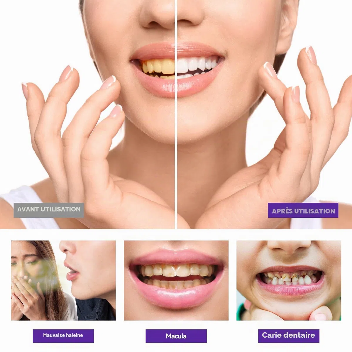 Bandes de Blanchiment Dentaire Violet 42 Bandes Whitening Strips Efficace | 42 Bandes Blanchissantes Dents Violettes, Blanchiment Dentaire sans Peroxyde Élimine Taches Café/Thé/Vin Sourire éclatant