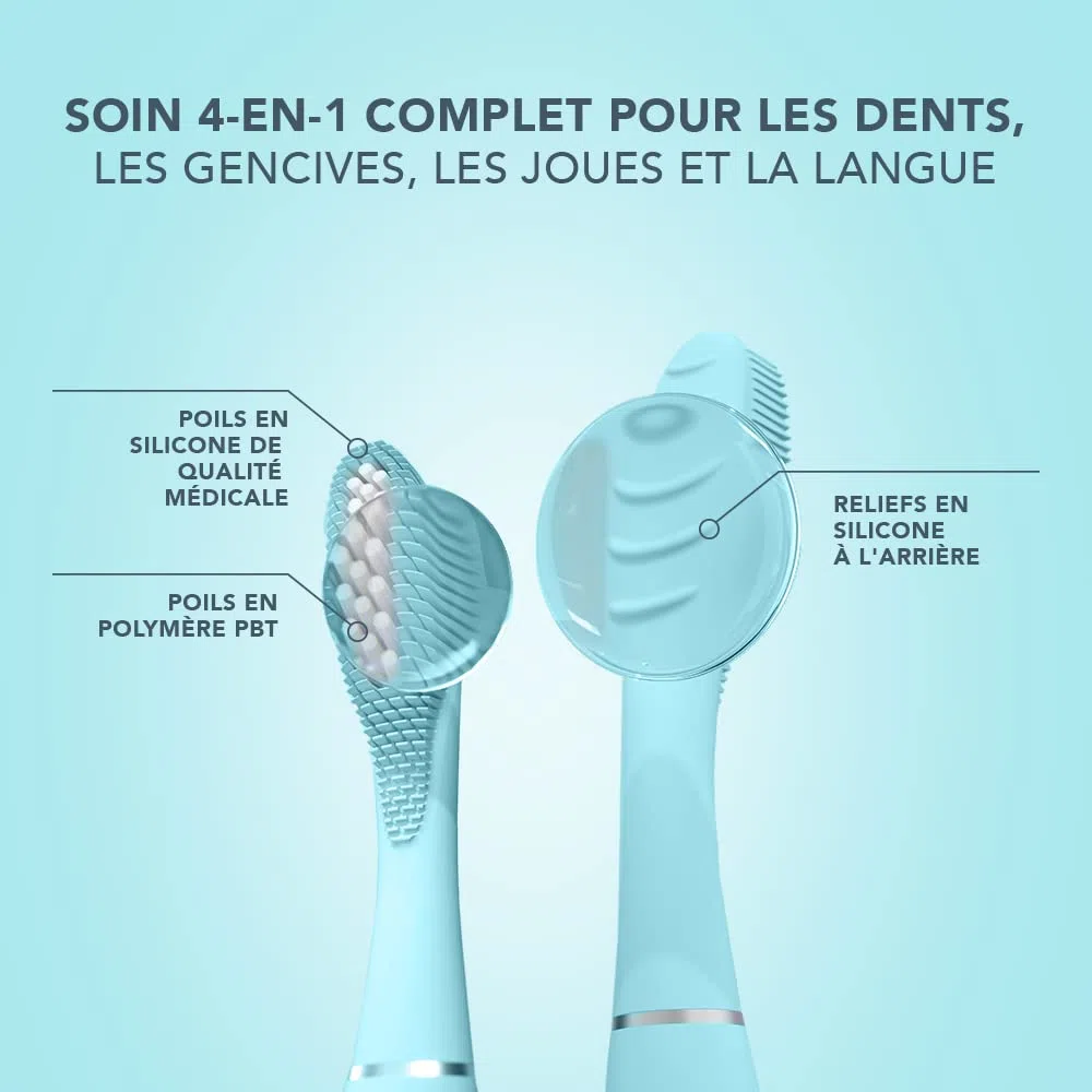 FOREO ISSA 3 la brosse à dents sonique ultra-hygiénique et rechargeable de FOREO poils en silicone et en polymère,tête de brosse d'une durée de 6 mois,16 intensités,365 utilisations par charge,Mint