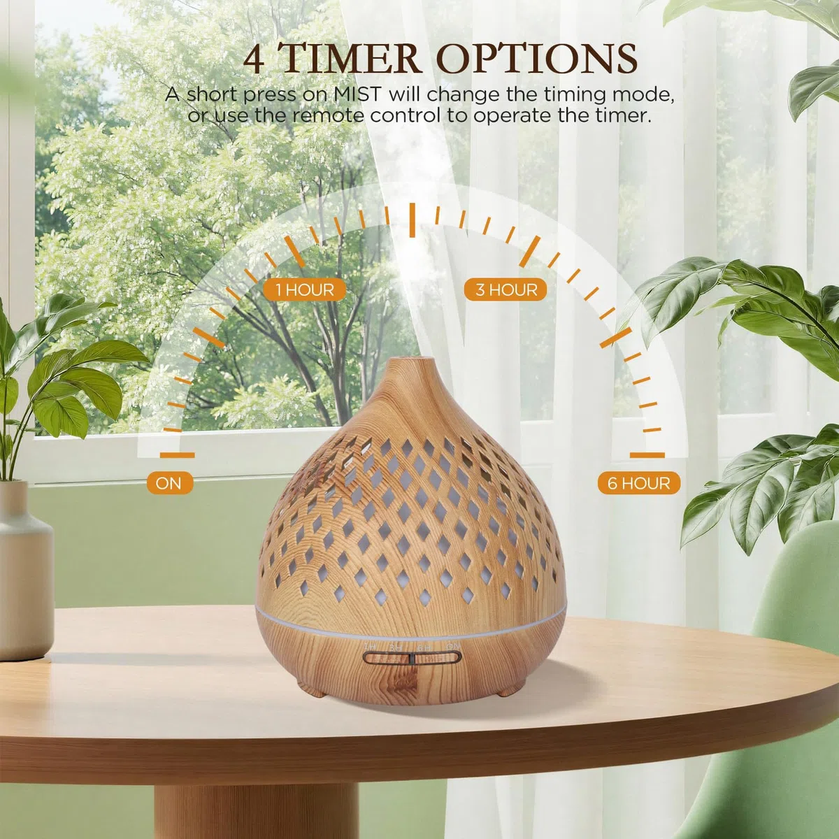 Cozary Diffuseur d'Huile Essentielle, 400ml Ultrasonique Diffuseur Huiles Essentielles Electrique avec Télécommande 3 Minuterie, 7 Couleurs LED Humidificateur d'air, Arrêt Automatique