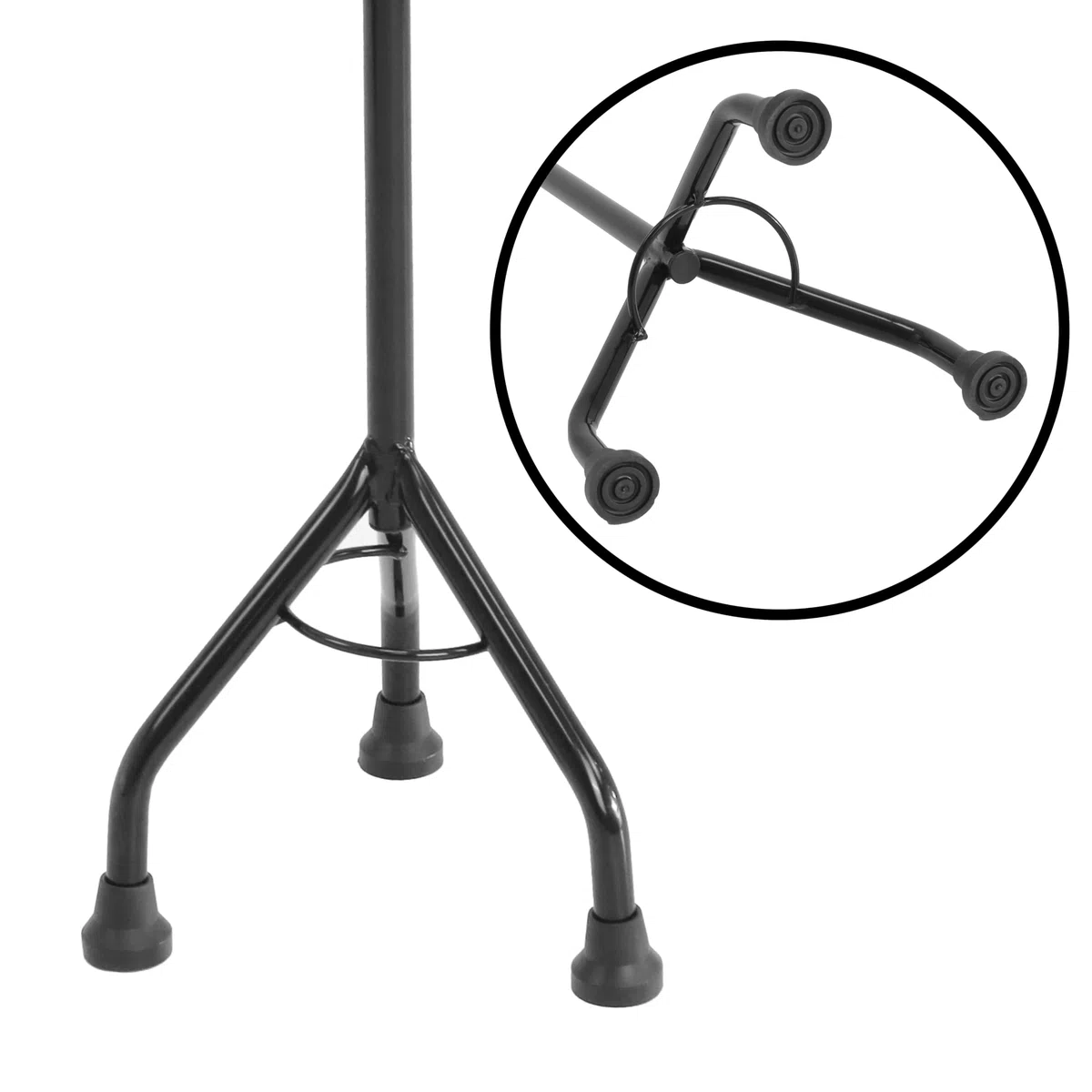 PEPE Mobility Canne Tripode de Marche Réglable (72,5–95,5 cm), Canne 3 Pieds en Acier et Aluminium, 3 Embouts Antidérapants, Jusqu’à 100 kg, Noir