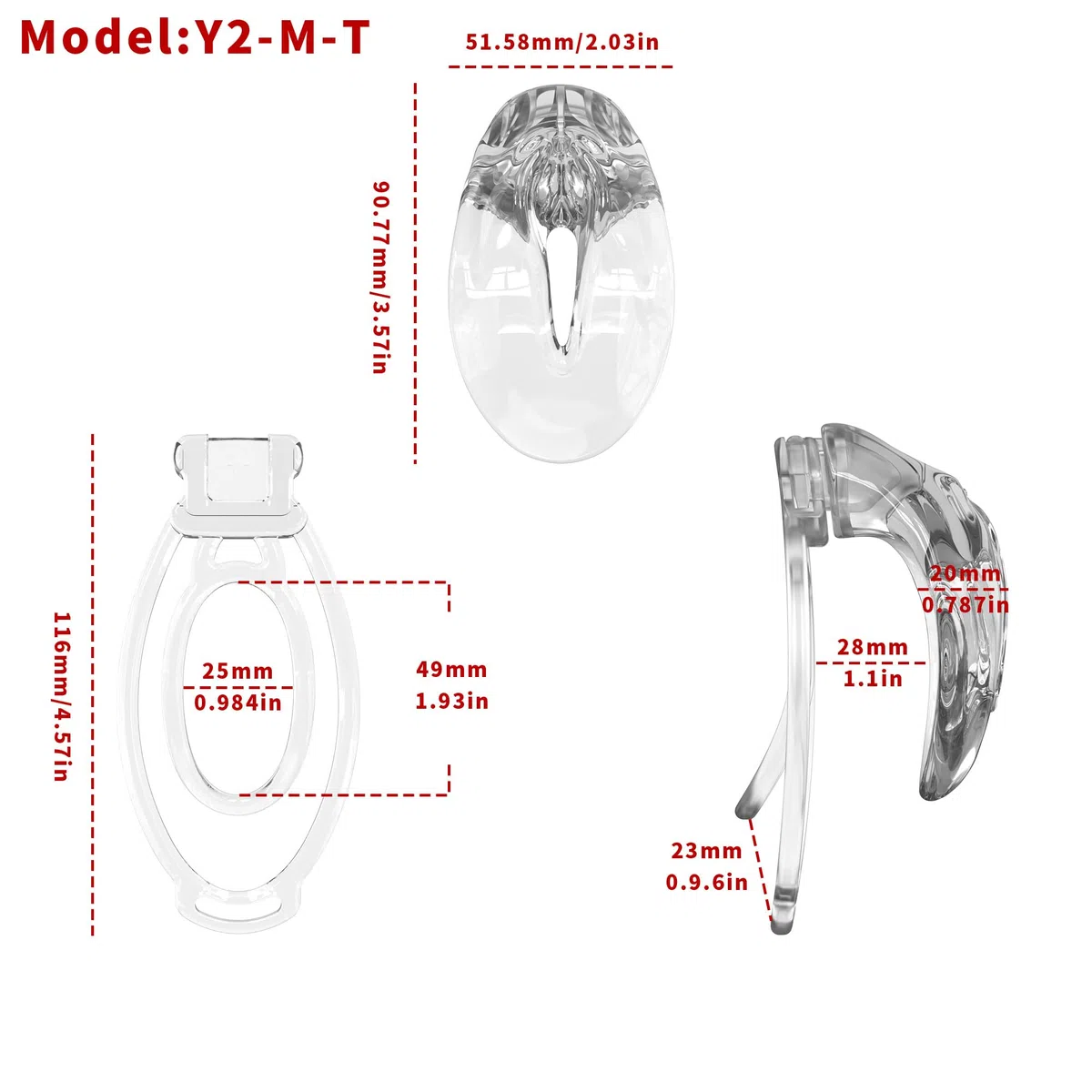 Cage de protection pour hommes, douce pour la peau, avec 3 clips, plusieurs styles disponibles-FRLZB012Y (Transparent + Transparent 3 anneaux)